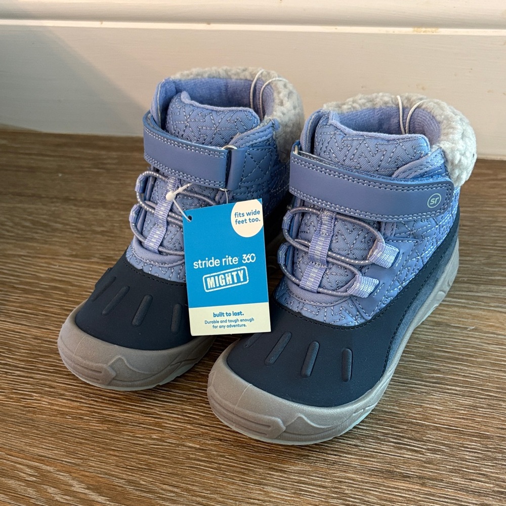 NWT- Stride Rite Kids Blue and Gray Snow Shoes (Size 10T)